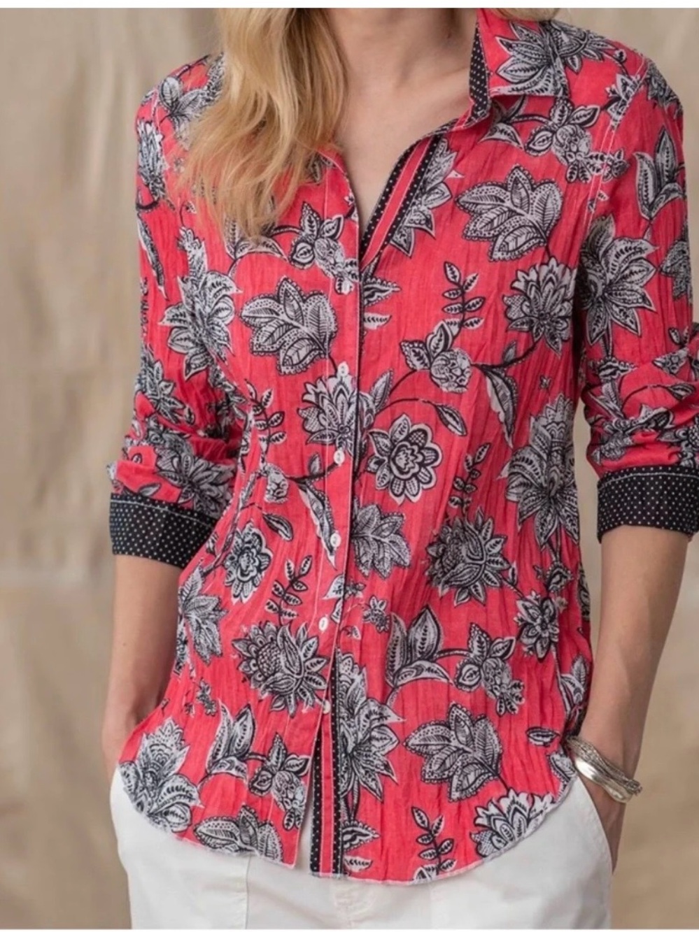 Cino women’s Coral Floral Button-Front Shirt
